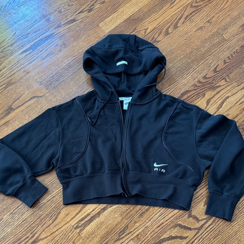 Nike Air Cropped Jacket XS Hooded Hooded Black Front Zip